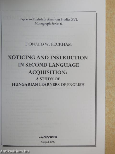 Noticing and Instruction in Second Language Acquisition