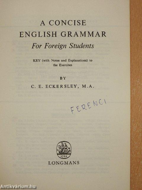 A Concise English Grammar for Foreign Students