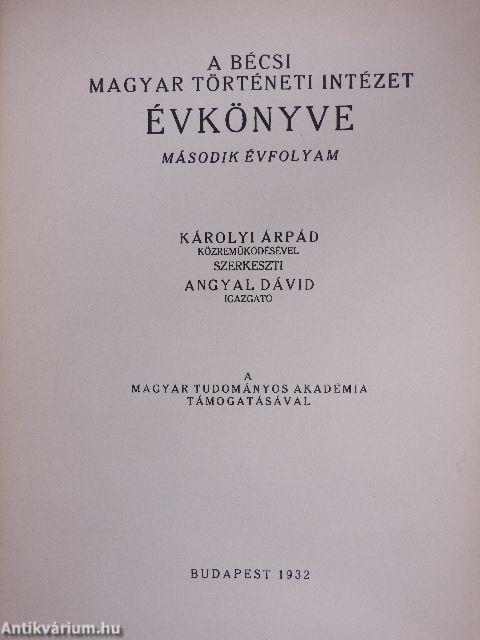 A Bécsi Magyar Történeti Intézet évkönyve 1932.