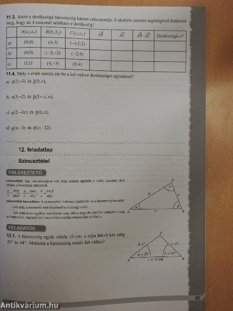 Matematika gyakorló feladatlapok 11.