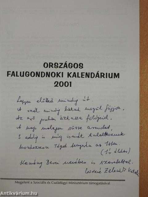 Országos Falugondnoki Kalendárium 2001 (dedikált példány)