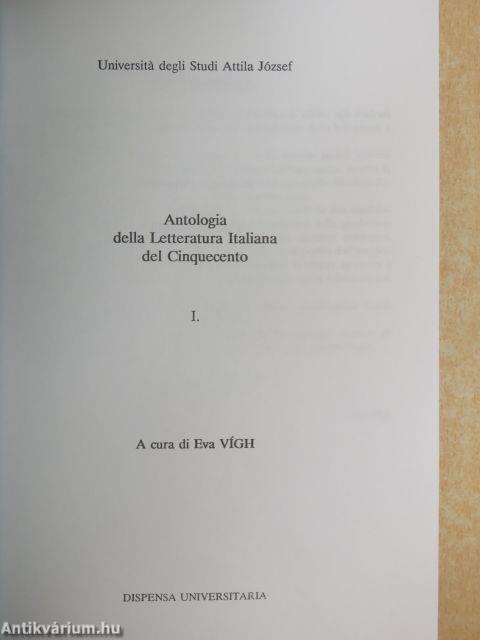 Antologia della Letteratura Italiana del Cinquecento I.