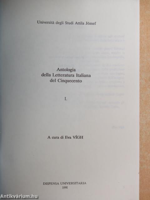 Antologia della Letteratura Italiana del Cinquecento I.