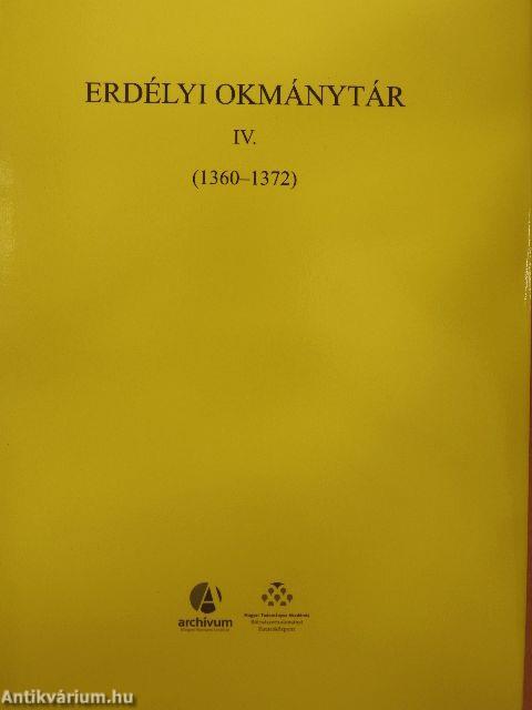 Erdélyi okmánytár IV.