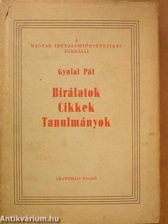 Bírálatok - Cikkek - Tanulmányok