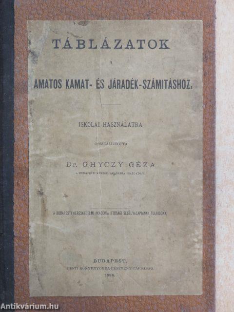 Táblázatok a kamatos kamat- és járadék-számitáshoz