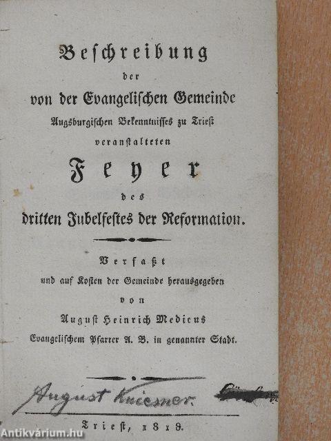 Beschreibung der von der Evangelischen Gemeinde (gótbetűs)