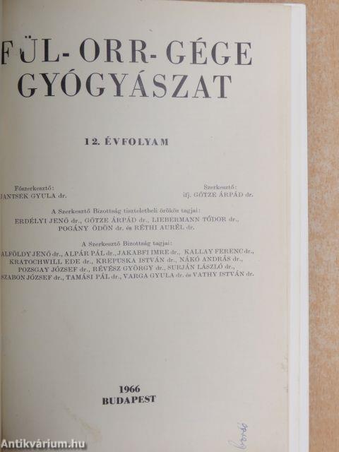 Fül-orr-gégegyógyászat 1966-1967. január-december