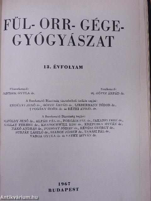 Fül-orr-gégegyógyászat 1966-1967. január-december