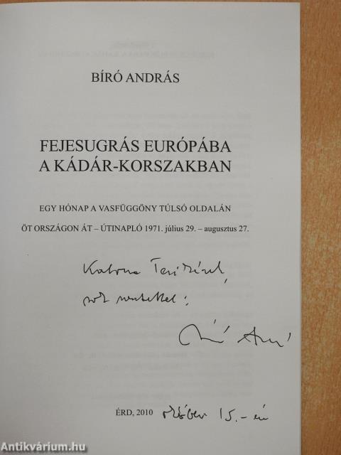 Fejesugrás Európába a Kádár-korszakban (dedikált példány)