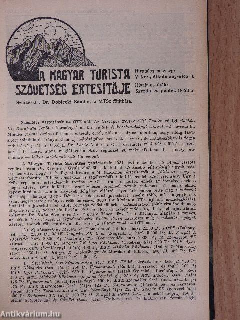 Turisták Lapja 1932. január-december/A Magyar Turista Szövetség Értesitője 1932. január-december