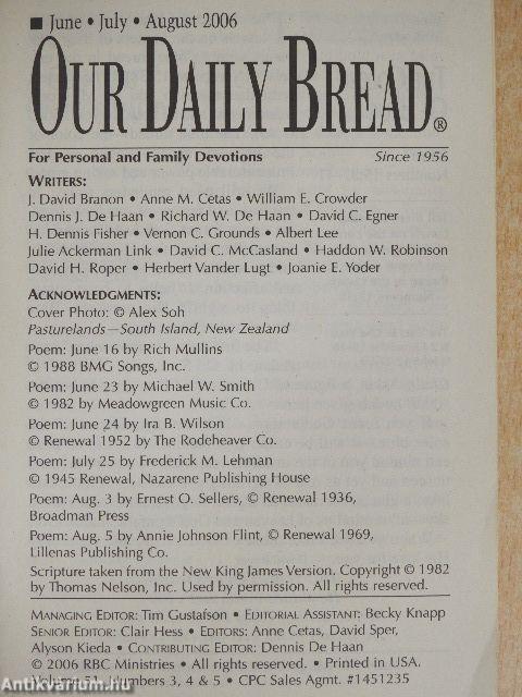 Our Daily Bread June-July-August 2006