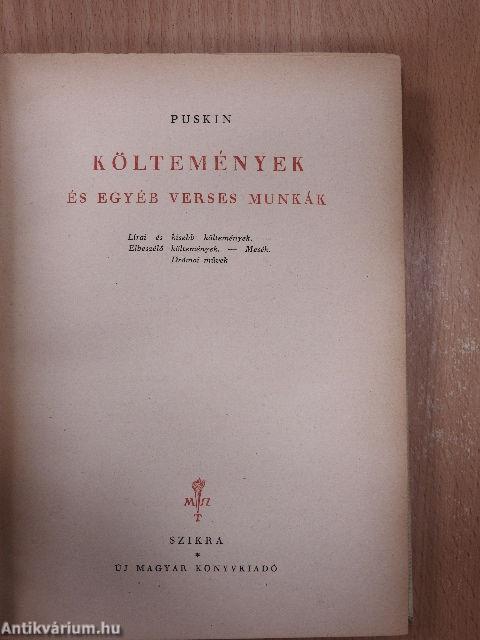 Költemények és egyéb verses munkák