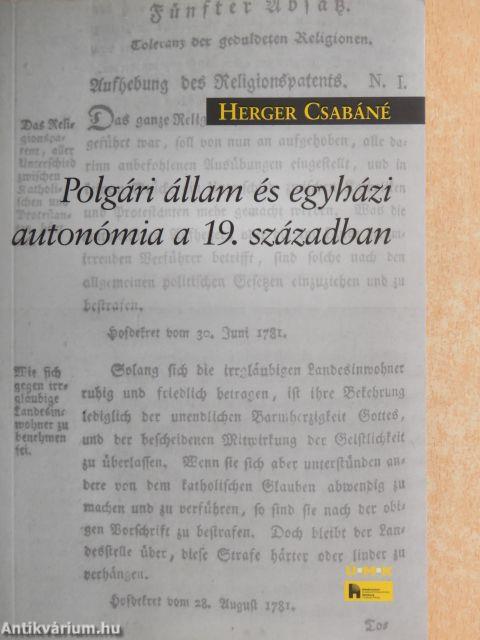 Polgári állam és egyházi autonómia a 19. században