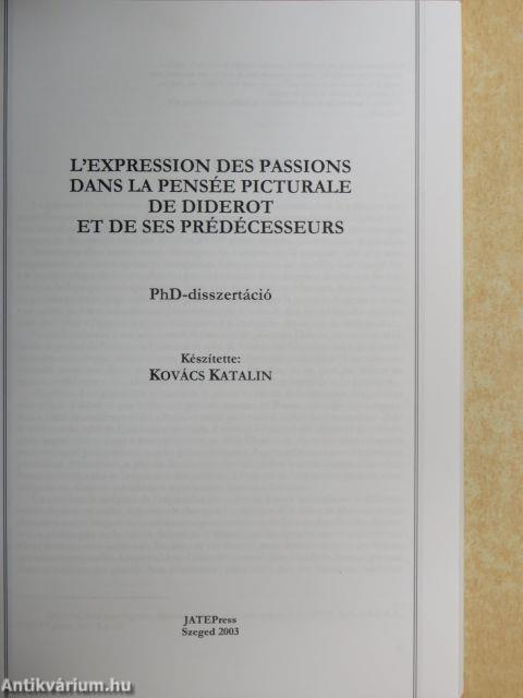 L'expression des passions dans la pensée picturale de Diderot et de ses prédécesseurs