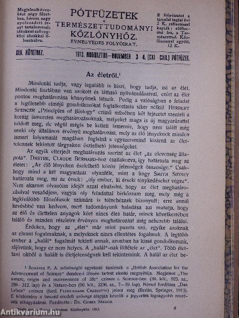 Pótfüzetek a Természettudományi Közlönyhöz 1913/1-4.