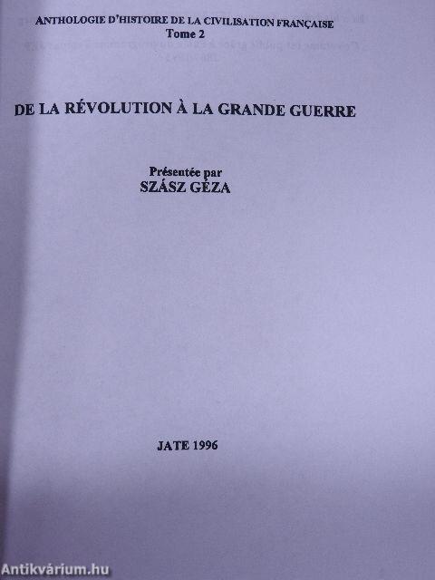 De la Révolution á la Grande Guerre