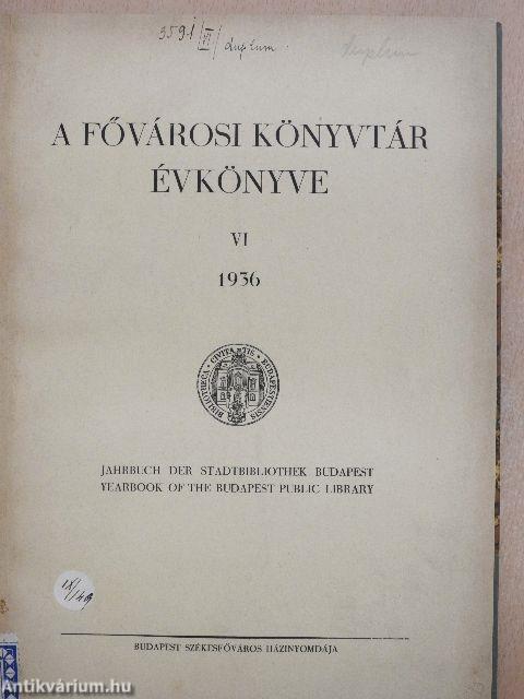 A Fővárosi Könyvtár Évkönyve 1936. 