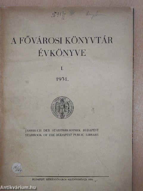 A Fővárosi Könyvtár Évkönyve 1931.