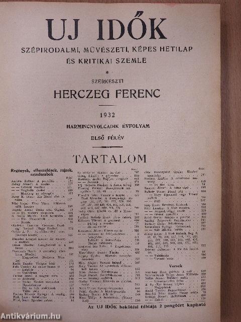 Uj Idők 1932. (fél évfolyam)