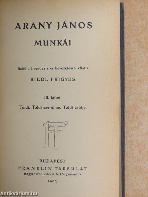 Arany János munkái III.