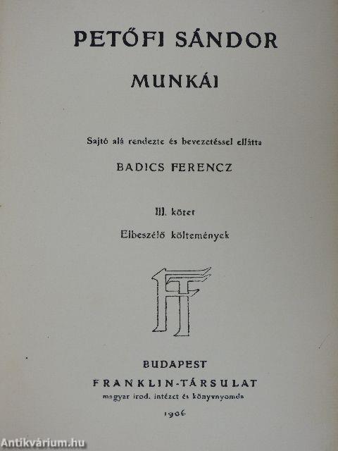 Petőfi Sándor munkái III.