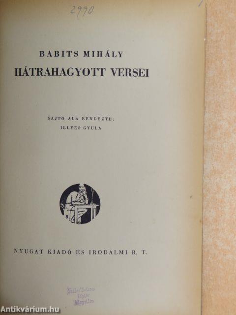 Babits Mihály hátrahagyott versei