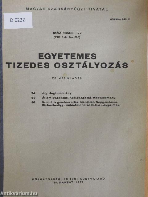 Egyetemes tizedes osztályozás 34, 35, 36.