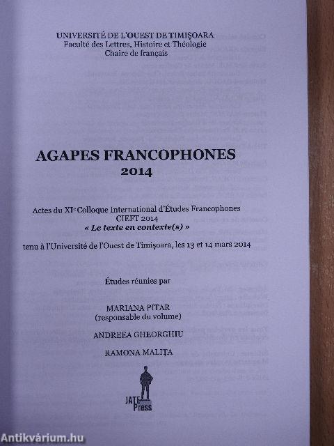 Agapes Francophones 2014