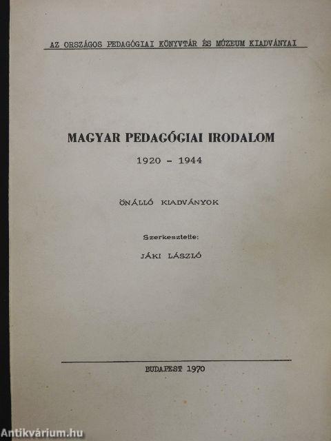 Magyar Pedagógiai Irodalom 1920-1944
