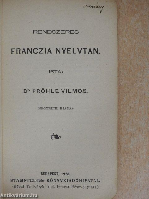 Rendszeres franczia nyelvtan