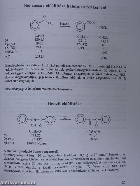 Szerves kémiai praktikum