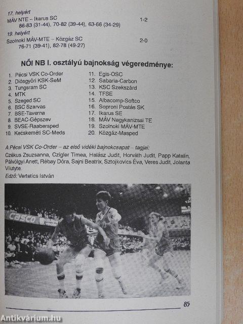 Kosárlabda évkönyv 1991-92/1992-93.