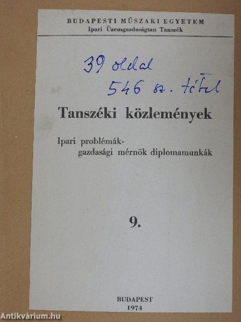 Tanszéki közlemények 9.