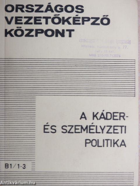 A káder- és személyzeti politika