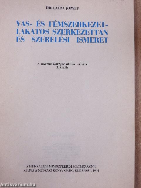 Vas- és fémszerkezetlakatos szerkezettan és szerelési ismeret III.