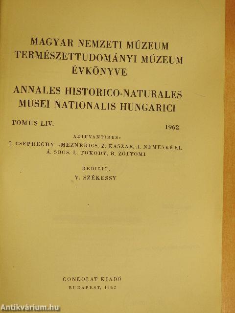 Magyar Nemzeti Múzeum-Természettudományi Múzeum évkönyve 1962.