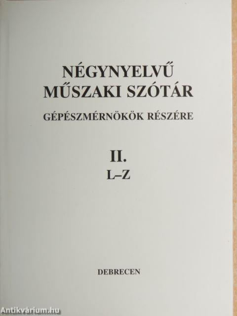 Négynyelvű műszaki szótár II. (töredék)