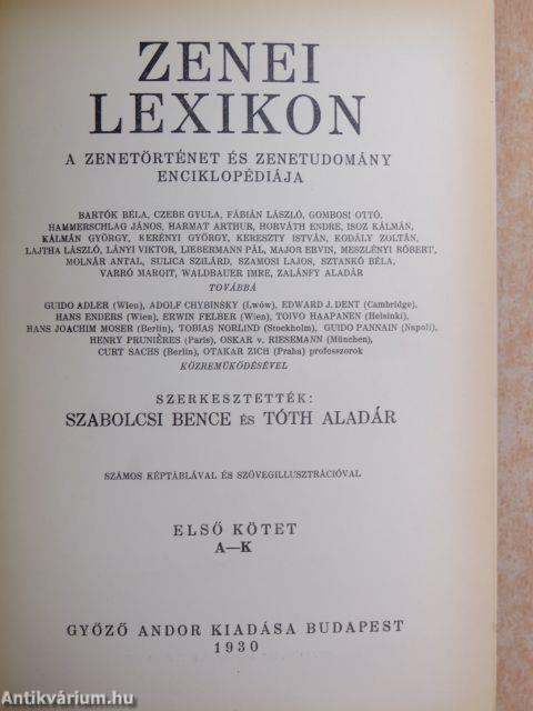 Zenei Lexikon I-II.