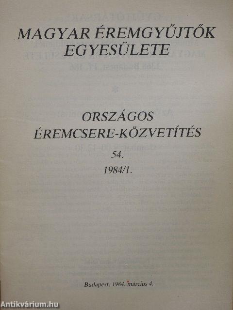 Magyar Éremgyűjtők Egyesülete Országos éremcsere közvetítés 1984/1