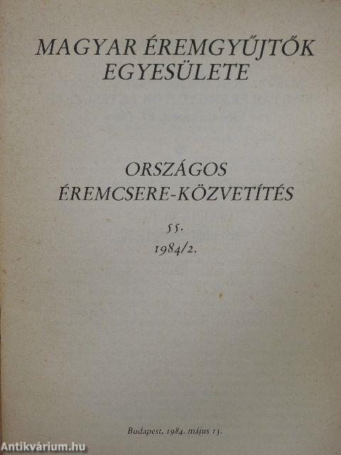 Magyar Éremgyűjtők Egyesülete Országos éremcsere közvetítés 1984/2