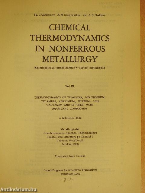 Chemical Thermodynamics in Nonferrous Metallurgy III.