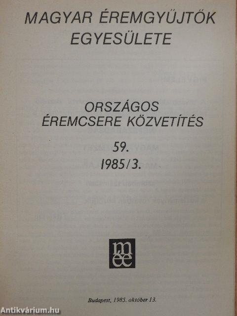 Magyar Éremgyűjtők Egyesülete Országos éremcsere közvetítés 1985/3