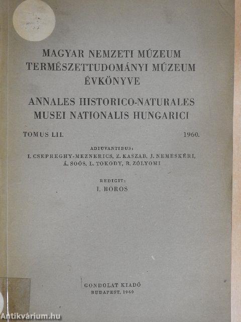 Magyar Nemzeti Múzeum-Természettudományi Múzeum évkönyve 1960.