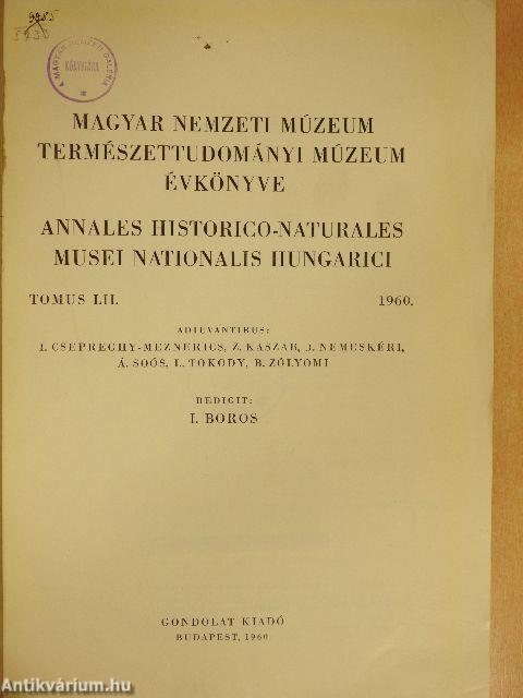 Magyar Nemzeti Múzeum-Természettudományi Múzeum évkönyve 1960.