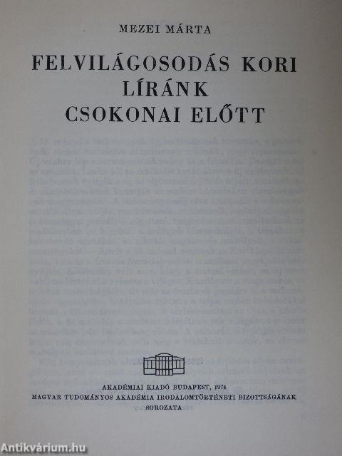 Felvilágosodás kori líránk Csokonai előtt