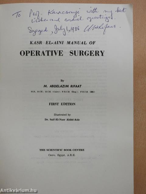 Manual of Operative Surgery (dedikált példány)