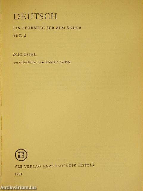 Deutsch - Ein Lehrbuch für Ausländer - Schlüssel 2.