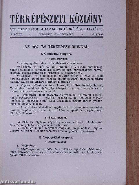 Térképészeti közlöny 1938. december