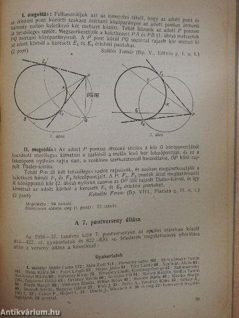 Középiskolai matematikai lapok 1957. évi 2. szám